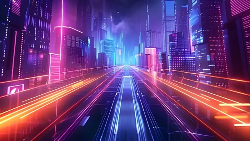 Hình nền chủ đề đô thị và ánh đèn neon