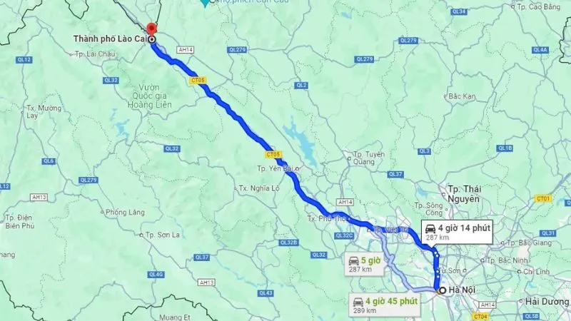 Lào Cai cách Hà Nội bao nhiêu km?